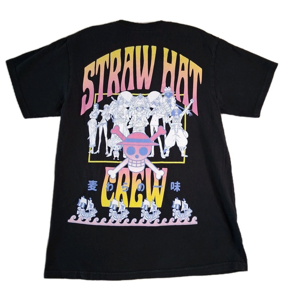 ONE PIECE Straw Hat Crew Anime Manga Black Short Sleeve T-Shirt - Men's Size MED - Picture 2 of 14